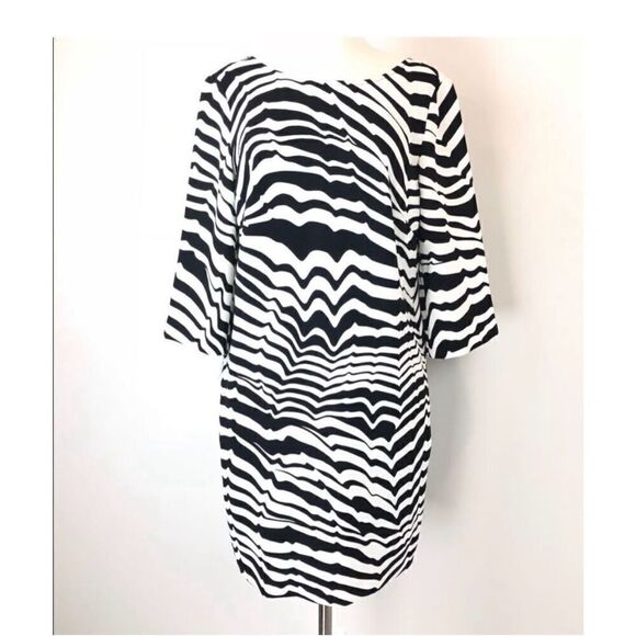 Trina Turk 4 Statement Sleeve Zebra Print Mini Dress Black White Psychedelic - Picture 9 of 11